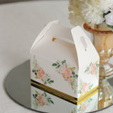 Elegant White Pink Peony Flowers Print Candy Gift Tote Gable Boxes