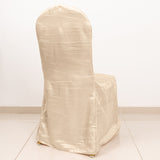 Elevate Your Event Decor with Beige Crinkle Crushed Taffeta Banquet Chair Cover